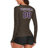 Custom Brown Purple Women's Long-Sleeve Shirt