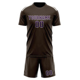 Custom Brown Purple Soccer Jersey
