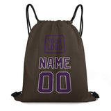 Custom Brown Purple Drawstring Bag