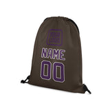 Custom Brown Purple Drawstring Bag