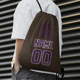 Custom Brown Purple Drawstring Bag