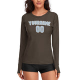 Custom Brown Light Blue Women's Long-Sleeve Shirt