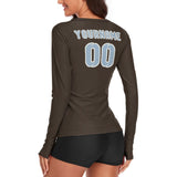 Custom Brown Light Blue Women's Long-Sleeve Shirt