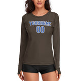 Custom Brown Sky Blue Women's Long-Sleeve Shirt