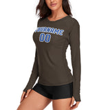 Custom Brown Sky Blue Women's Long-Sleeve Shirt