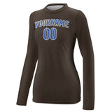 Custom Brown Sky Blue Women's Long-Sleeve Shirt