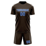 Custom Brown Sky Blue Soccer Jersey