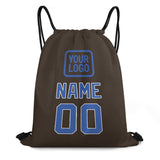 Custom Brown Sky Blue Drawstring Bag