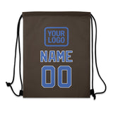 Custom Brown Sky Blue Drawstring Bag