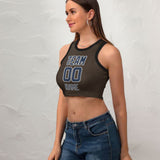 Custom Brown Blue Sleeveless Tank Top