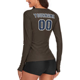 Custom Brown Blue Women's Long-Sleeve Shirt