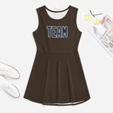 Custom Brown Blue Cheerleader Dress