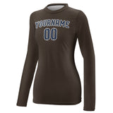Custom Brown Blue Women's Long-Sleeve Shirt