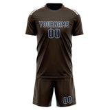 Custom Brown Blue Soccer Jersey