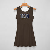 Custom Brown Navy Cheerleader Dress