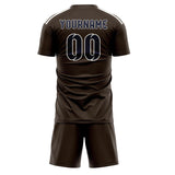 Custom Brown Navy Soccer Jersey
