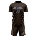 Custom Brown Navy Soccer Jersey