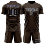Custom Brown Navy Soccer Jersey