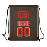 Custom Brown Orange Red Drawstring Bag