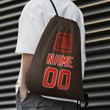 Custom Brown Orange Red Drawstring Bag