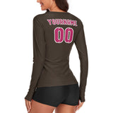 Custom Brown Pink Women's Long-Sleeve Shirt