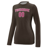 Custom Brown Pink Women's Long-Sleeve Shirt
