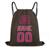 Custom Brown Pink Drawstring Bag