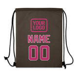 Custom Brown Pink Drawstring Bag
