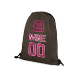 Custom Brown Pink Drawstring Bag