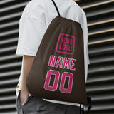 Custom Brown Pink Drawstring Bag