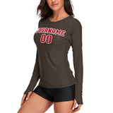 Custom Brown Red Women's Long-Sleeve Shirt