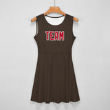 Custom Brown Red Cheerleader Dress