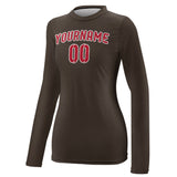 Custom Brown Red Women's Long-Sleeve Shirt