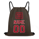 Custom Brown Red Drawstring Bag