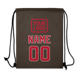 Custom Brown Red Drawstring Bag
