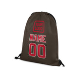 Custom Brown Red Drawstring Bag
