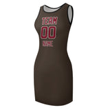 Custom Brown Crimson Red Sleeveless Vest Dress