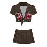 Custom Brown Crimson Red Cheerleading Uniform Set