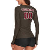 Custom Brown Crimson Red Women's Long-Sleeve Shirt