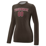 Custom Brown Crimson Red Women's Long-Sleeve Shirt