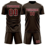 Custom Brown Crimson Red Soccer Jersey