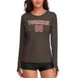 Custom Brown Coral Red Women's Long-Sleeve Shirt