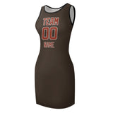 Custom Brown Coral Red Sleeveless Vest Dress