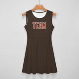 Custom Brown Coral Red Cheerleader Dress