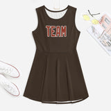 Custom Brown Coral Red Cheerleader Dress