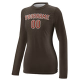 Custom Brown Coral Red Women's Long-Sleeve Shirt