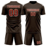 Custom Brown Coral Red Soccer Jersey