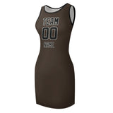 Custom Brown Black Sleeveless Vest Dress