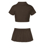 Custom Brown Black Cheerleading Uniform Set