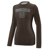 Custom Brown Black Women's Long-Sleeve Shirt